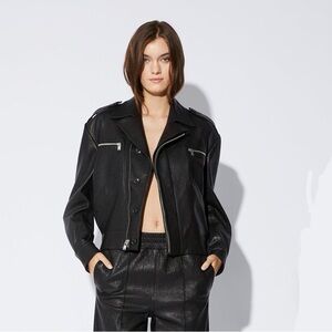 NWT RtA  Notched-Lapels Leather Jacket
Size Small